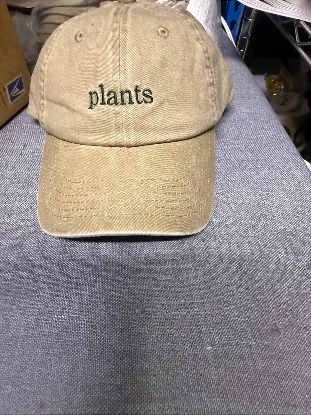 Smyth, Tan 'plants' Embroidered Cotton Baseball Cap new without tags